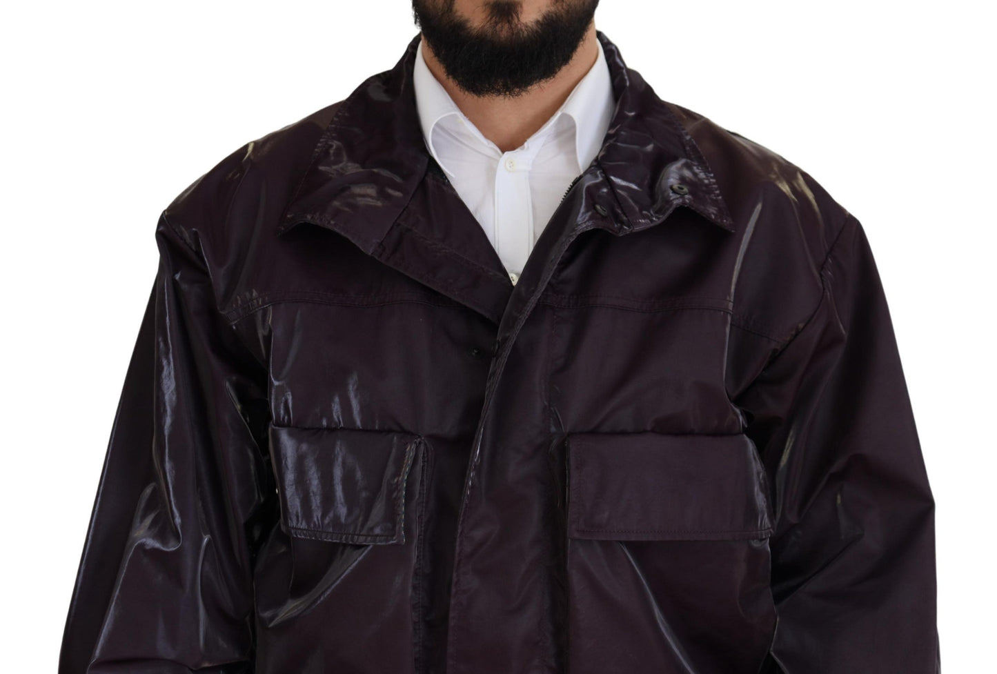Veste motard en nylon violet à col montant Dolce & Gabbana