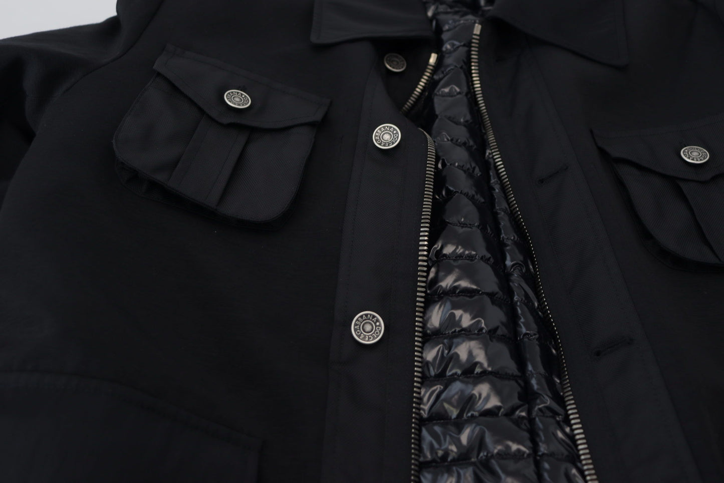 Veste à col montant et fermeture éclair intégrale en laine noire de Dolce & Gabbana