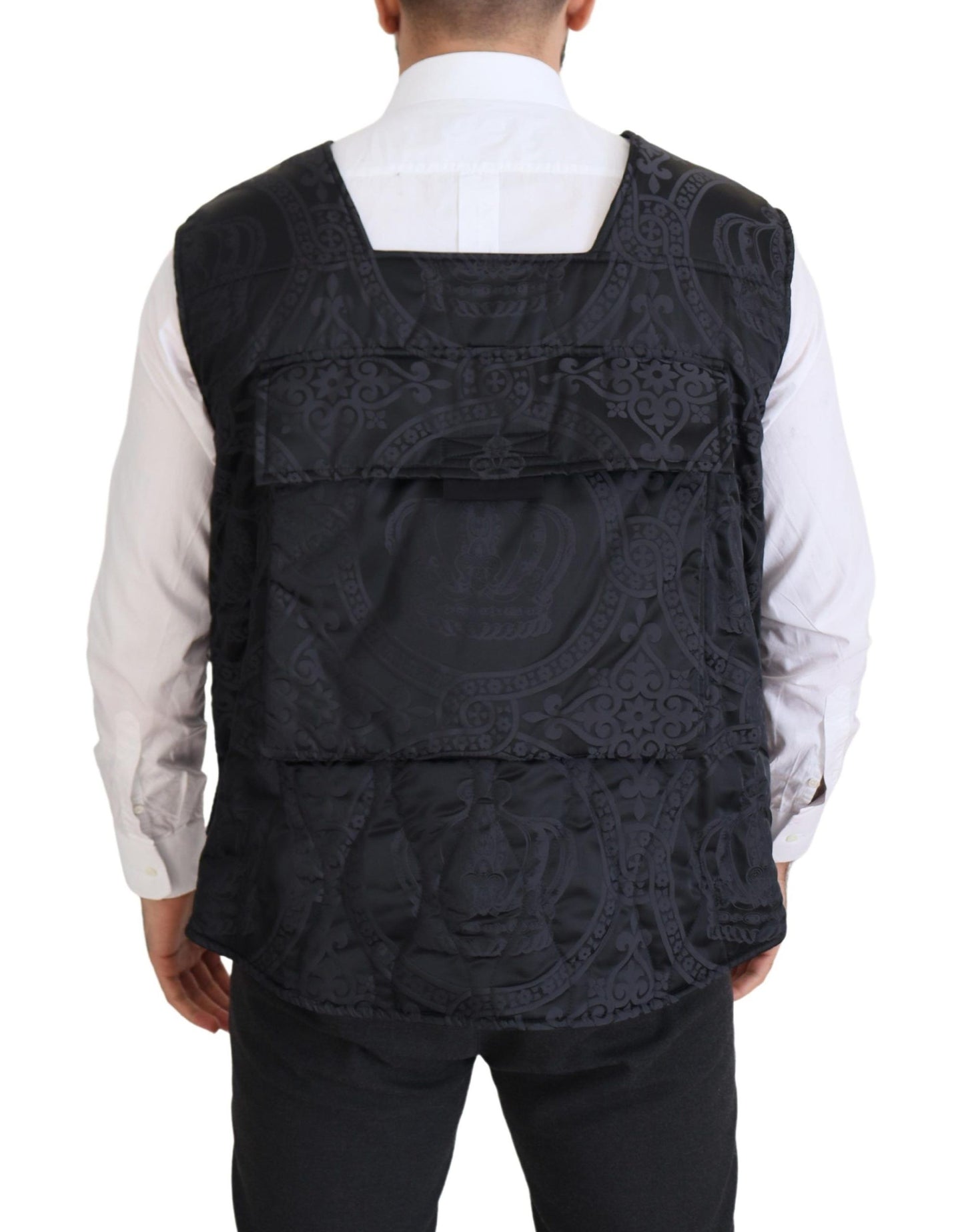 Veste sans manches à fermeture éclair intégrale en nylon noir Dolce & Gabbana