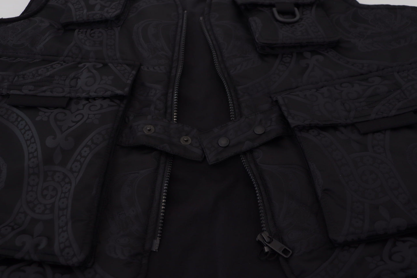 Veste sans manches à fermeture éclair intégrale en nylon noir Dolce & Gabbana