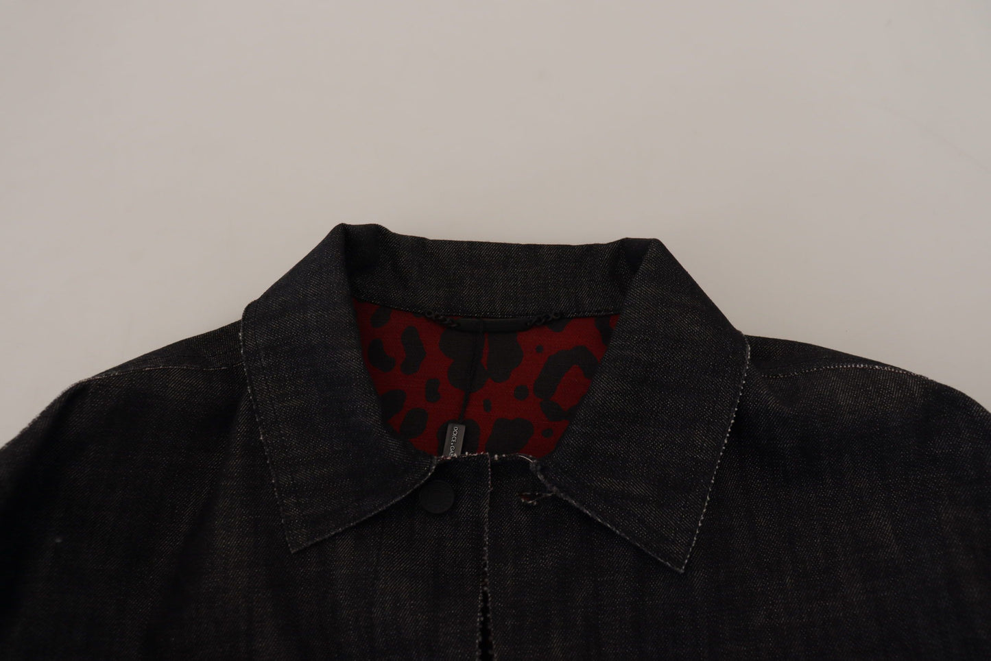 Veste en jean noire en coton à boutons pression de Dolce & Gabbana