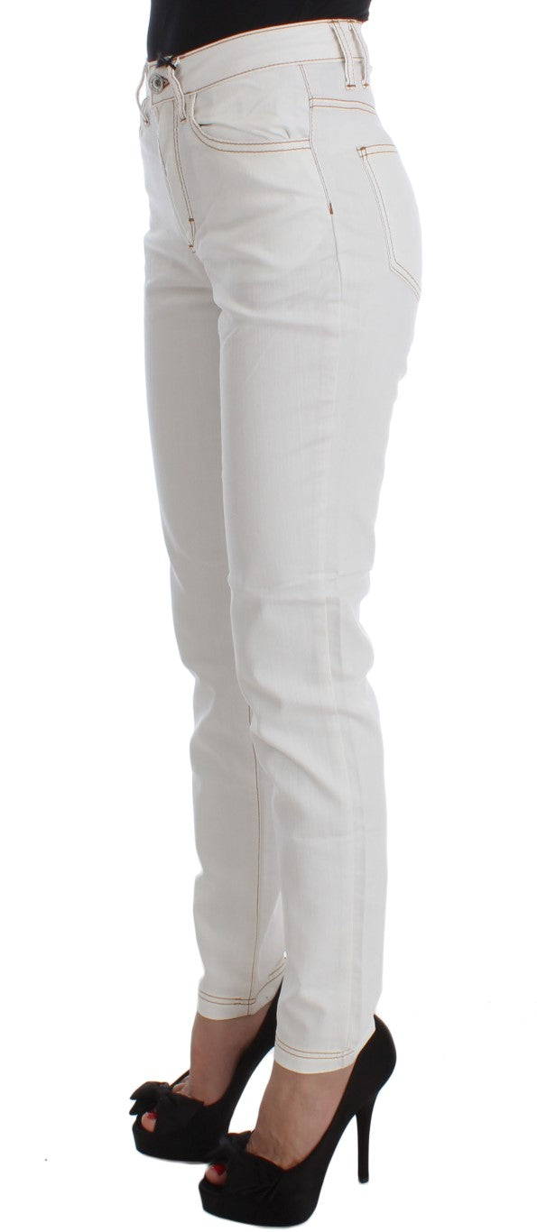 Jeans Cavalli en coton blanc mélangé, coupe slim.