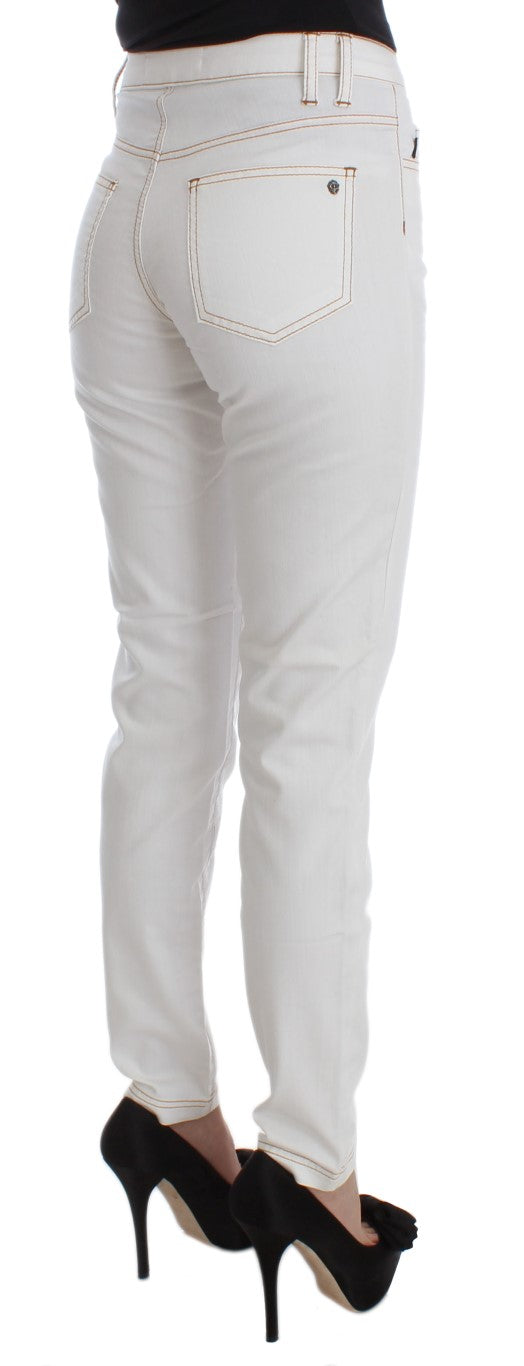 Jeans Cavalli en coton blanc mélangé, coupe slim.