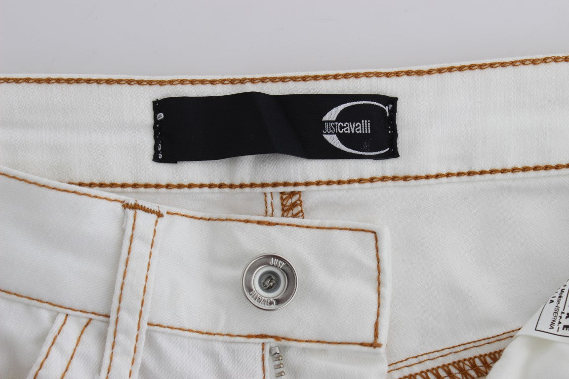 Jeans Cavalli en coton blanc mélangé, coupe slim.