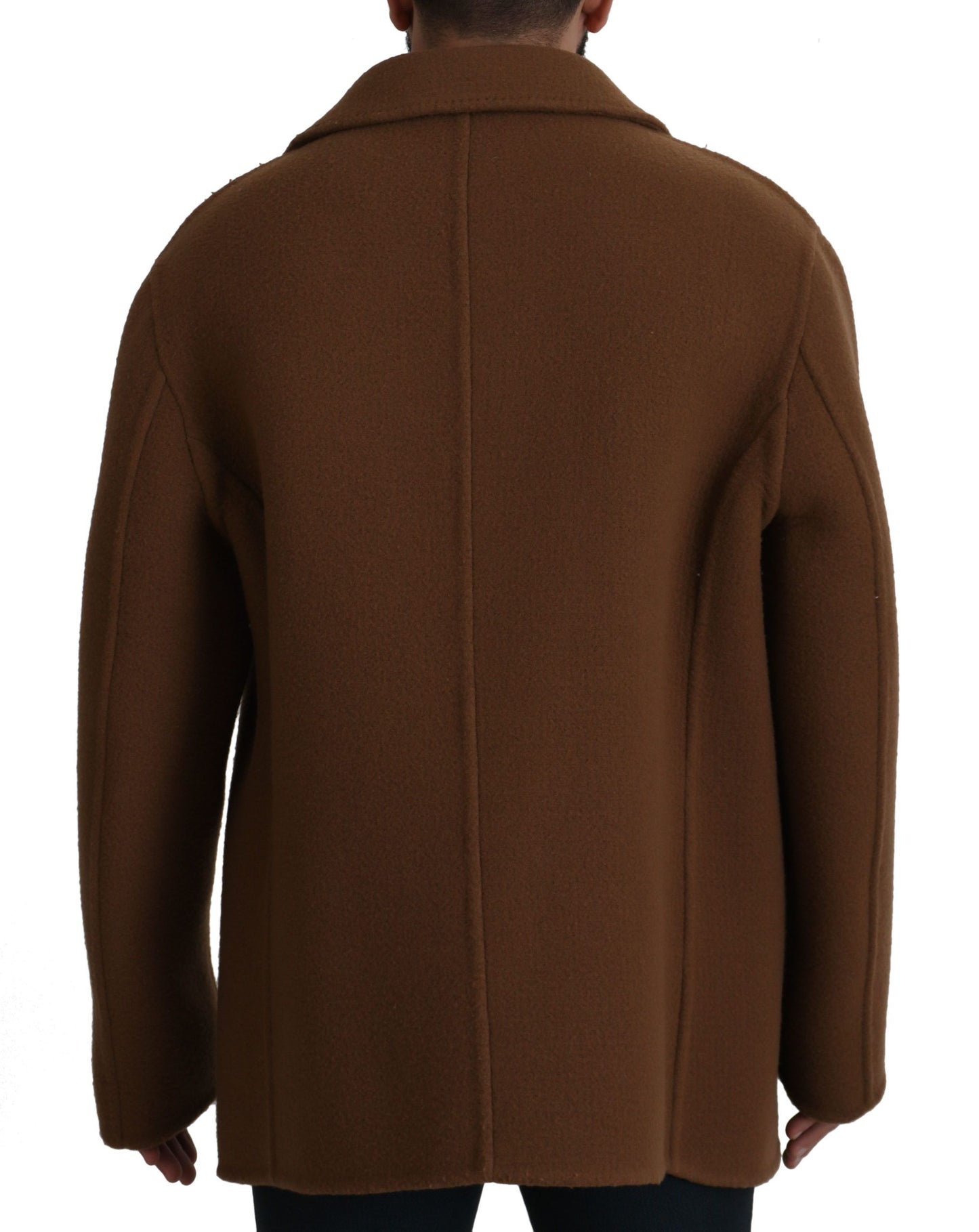 Dolce & Gabbana Veste-manteau en nylon brun à double boutonnage
