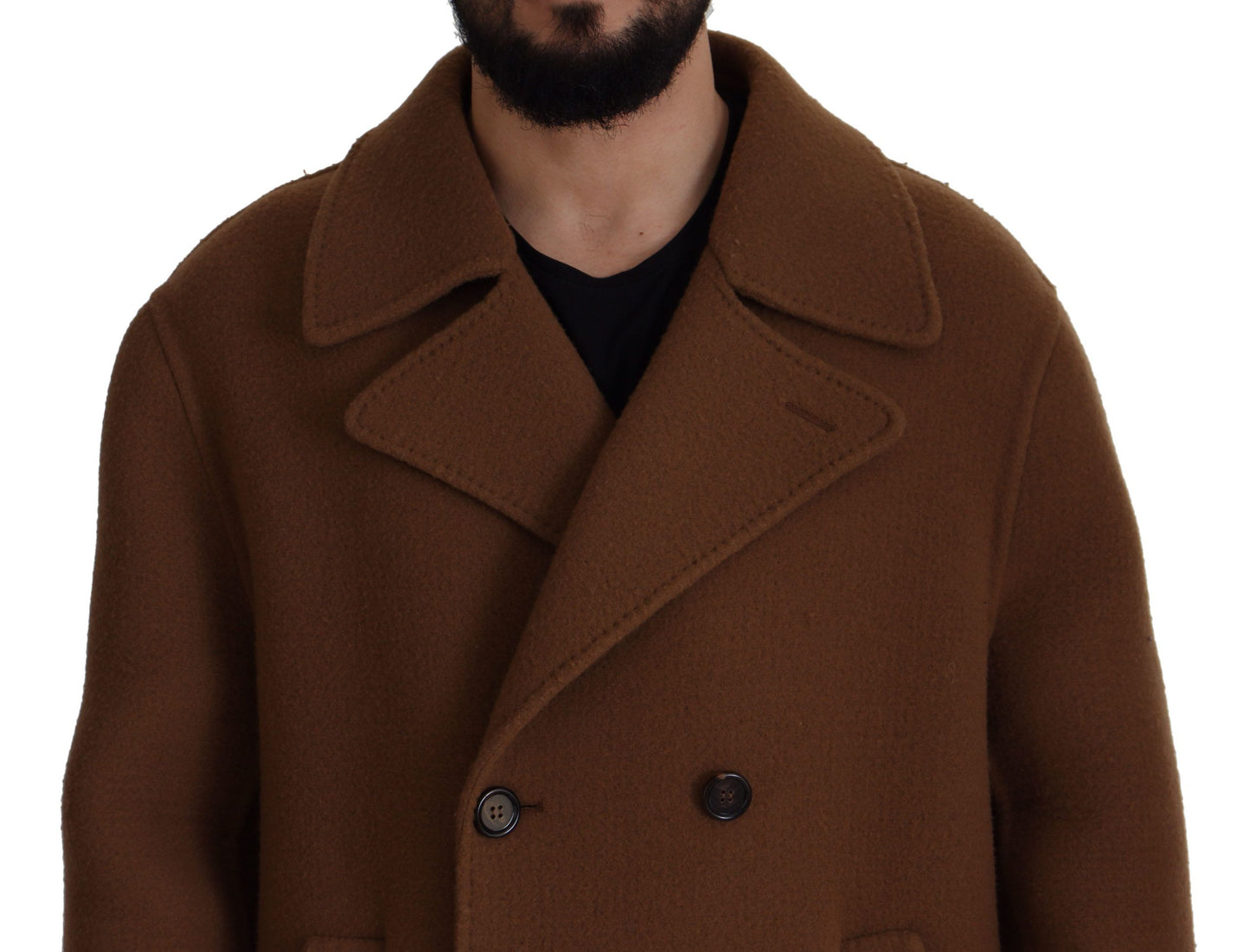Dolce & Gabbana Veste-manteau en nylon brun à double boutonnage