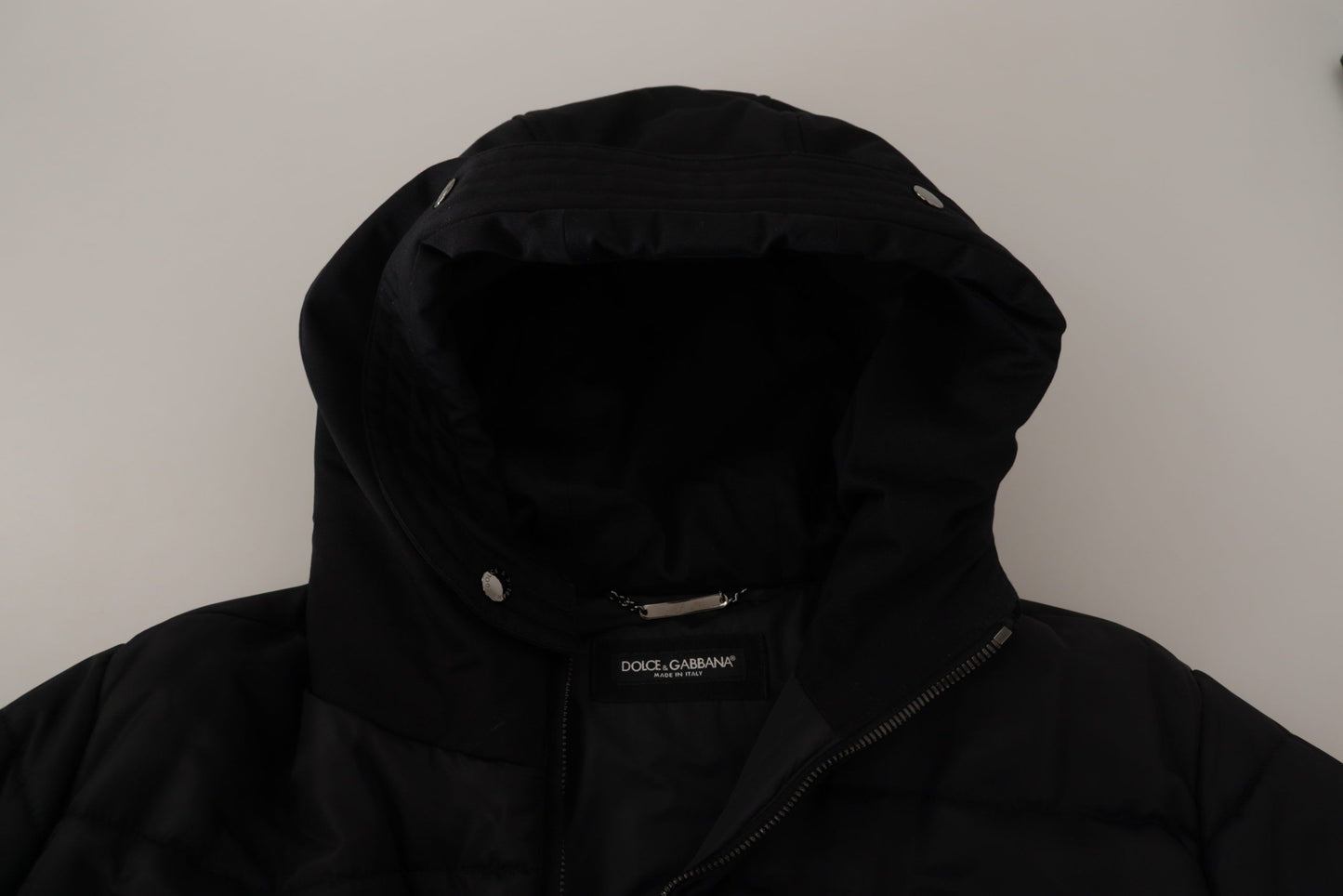 Manteau parka à capuche en nylon noir Dolce & Gabbana - veste d'hiver