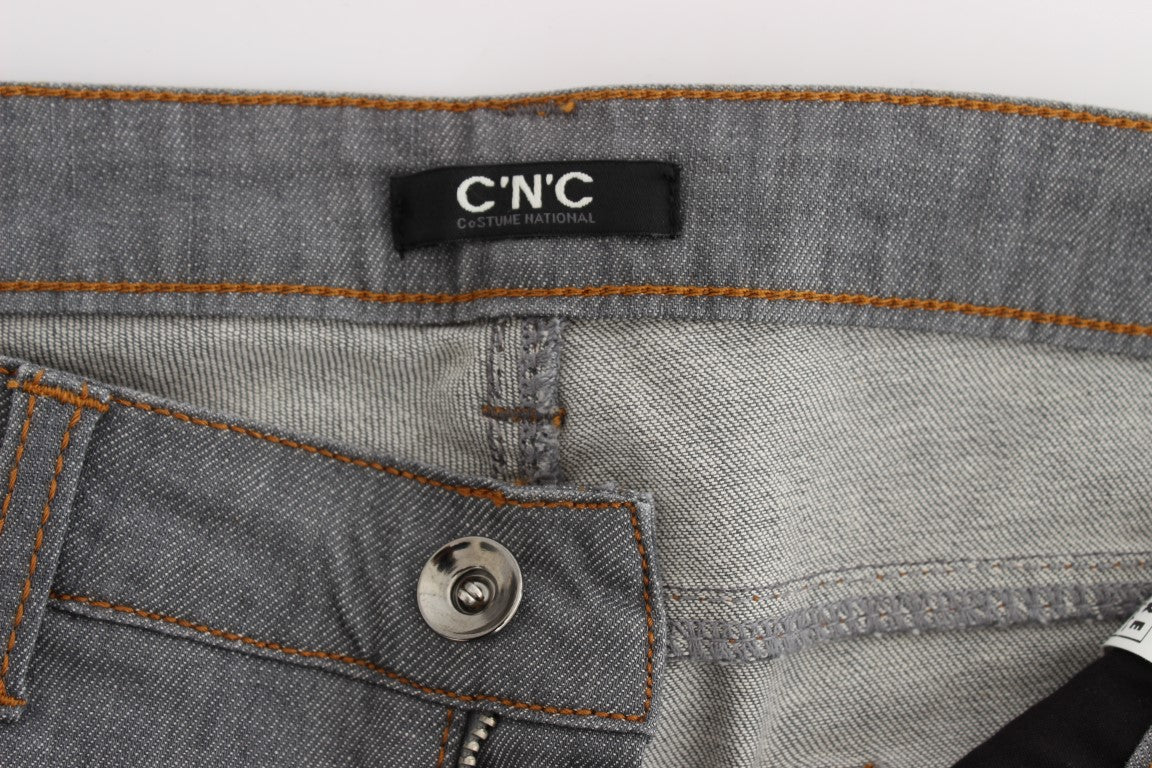 Costume National - Jeans en coton gris, coupe droite.
