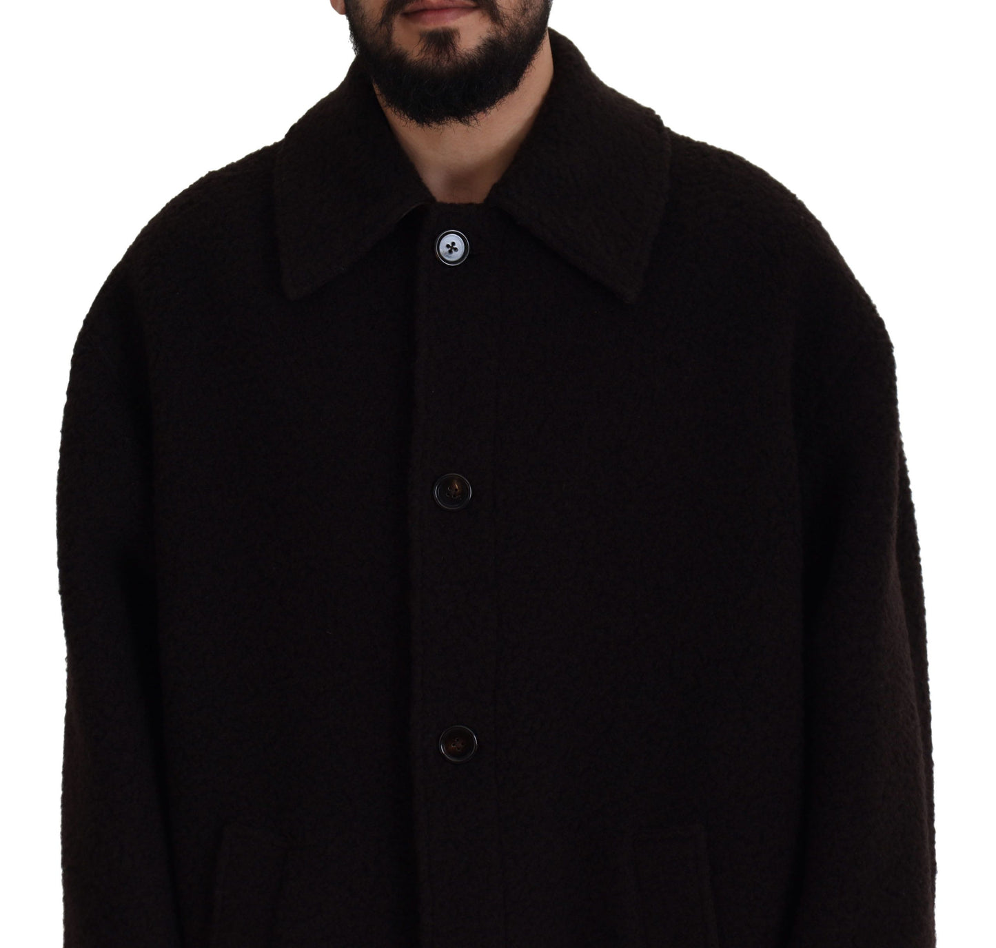 Dolce & Gabbana Trench-manteau noir en alpaga à boutons