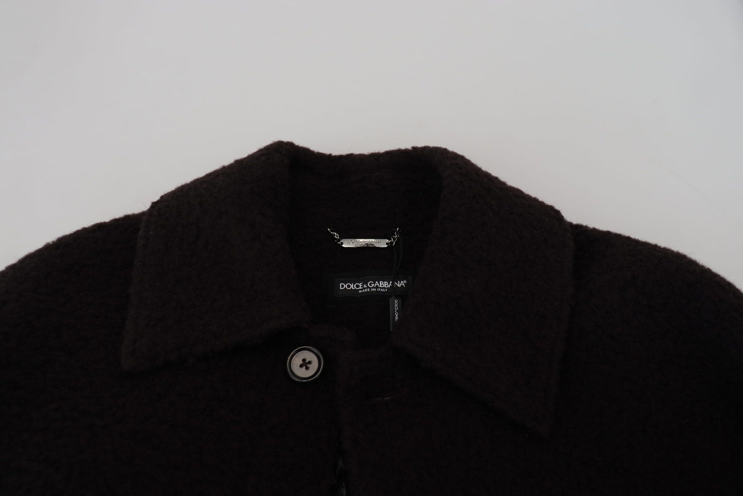 Dolce & Gabbana Trench-manteau noir en alpaga à boutons