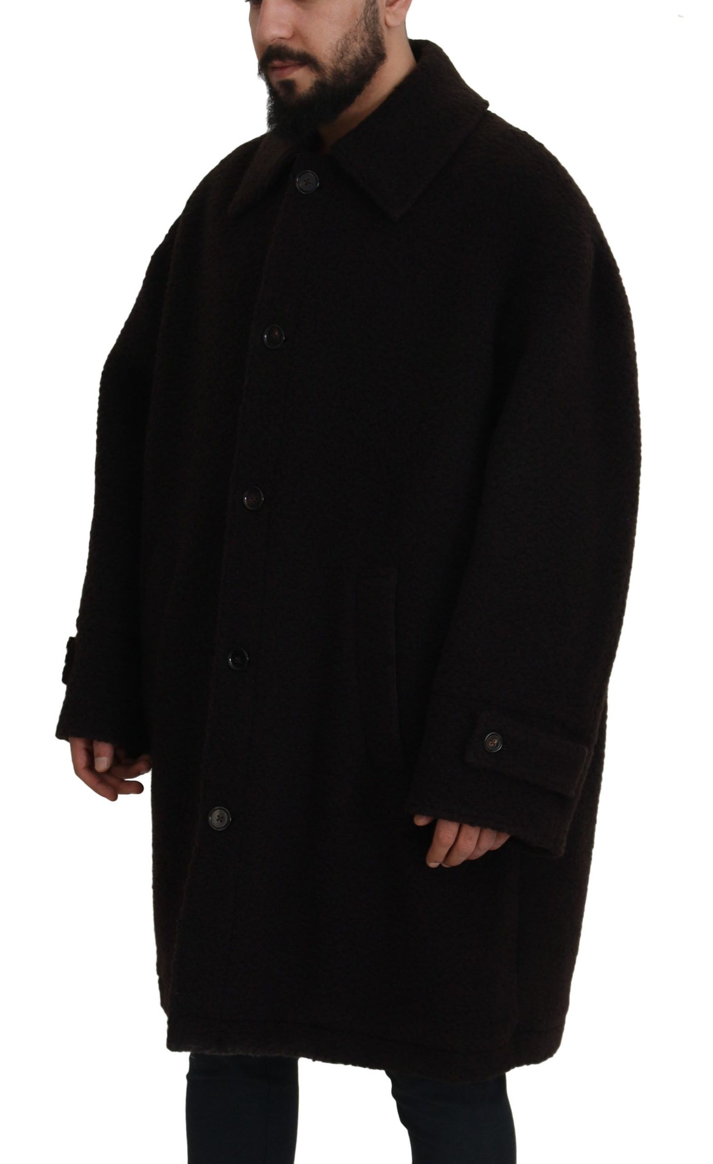 Dolce & Gabbana Trench-manteau noir en alpaga à boutons