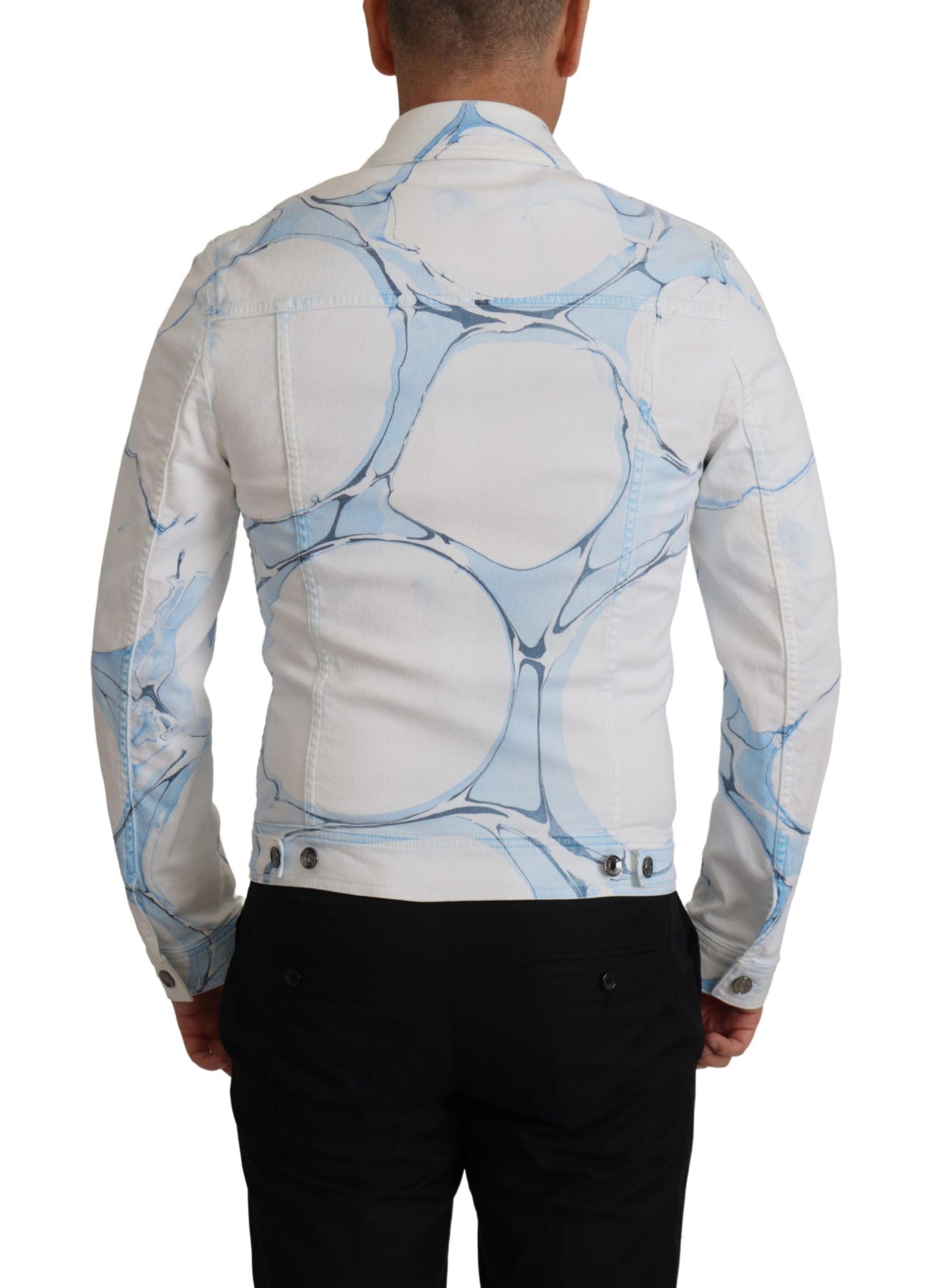 Veste en jean blanche en coton brodée du logo Dolce & Gabbana
