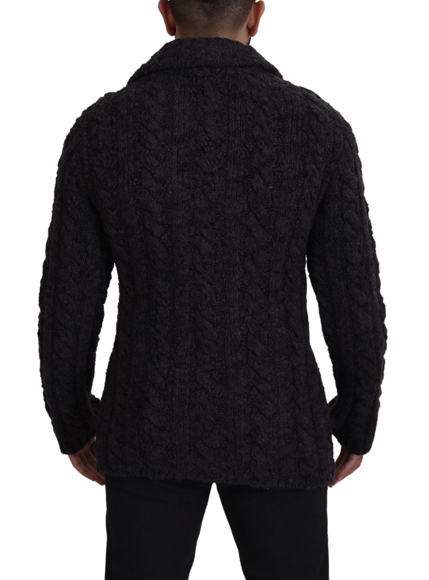 Dolce & Gabbana Veste-manteau en laine noire à double boutonnage