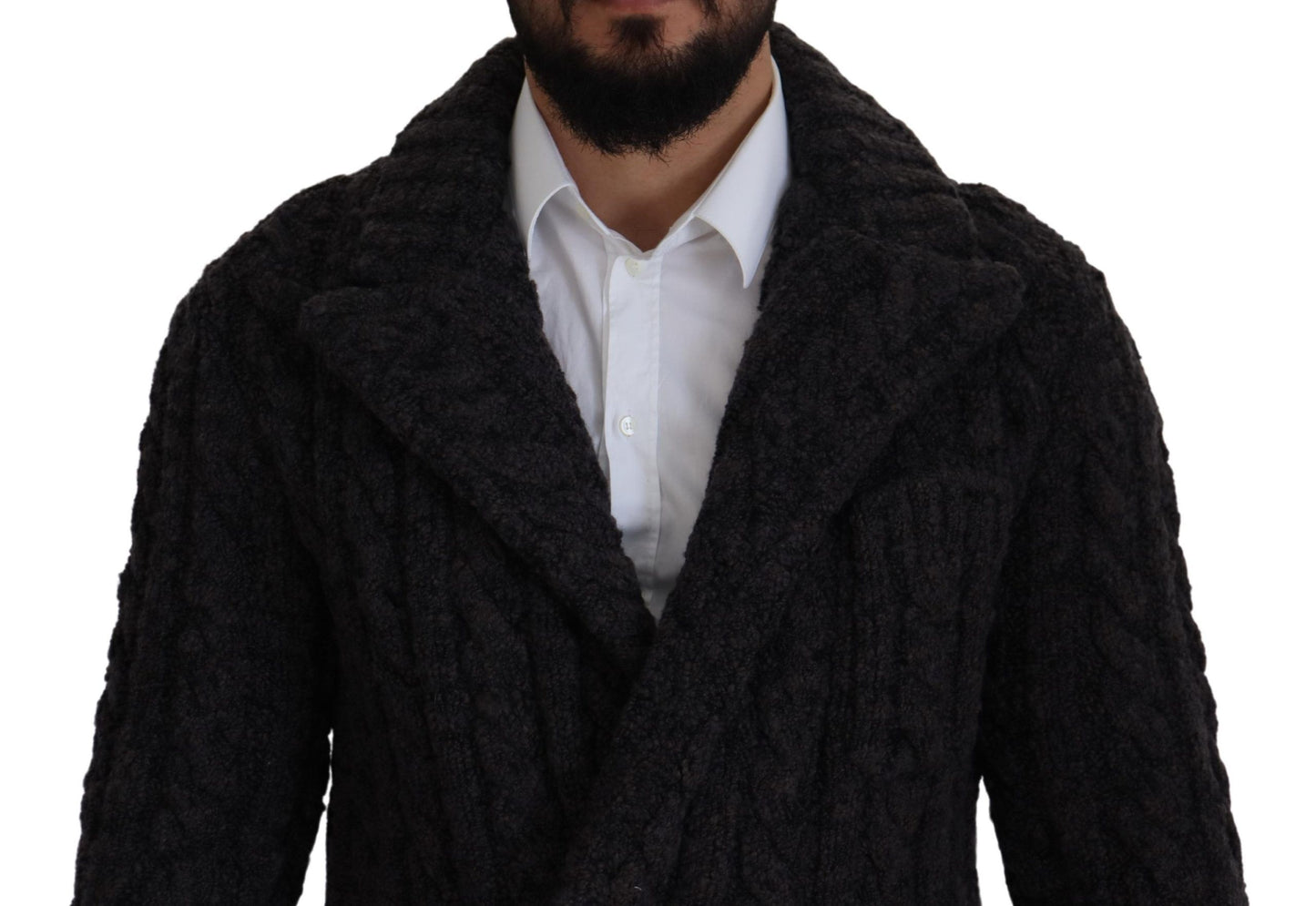 Dolce & Gabbana Veste-manteau en laine noire à double boutonnage