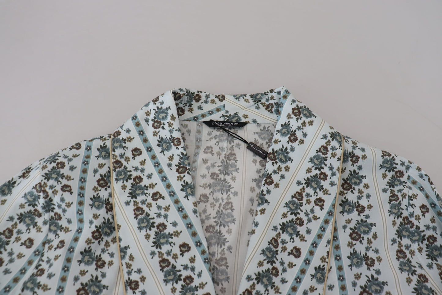 Dolce & Gabbana Robe-manteau en coton bleu à motifs floraux