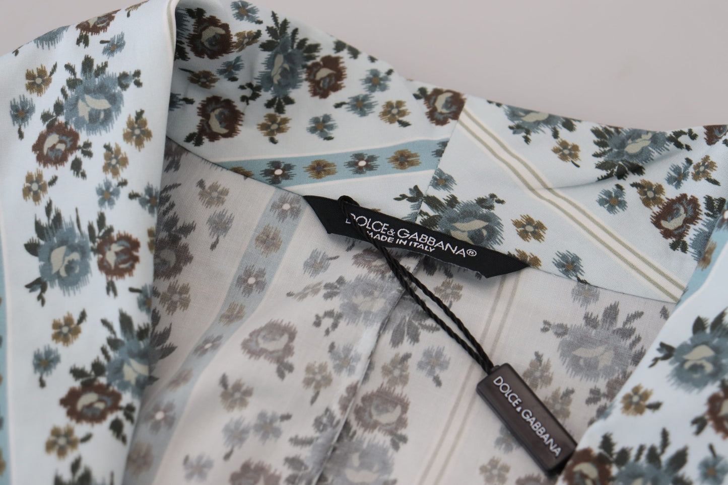 Dolce & Gabbana Robe-manteau en coton bleu à motifs floraux