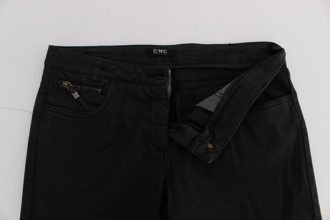 Costume National - Jean capri en coton noir, taille courte