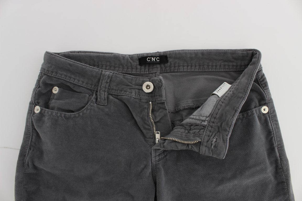 Costume National - Jeans en velours côtelé super slim en coton gris