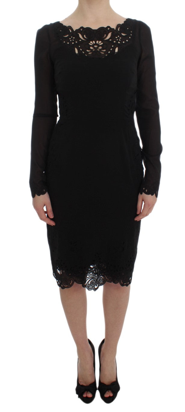 Robe fourreau en soie noire extensible de Dolce & Gabbana