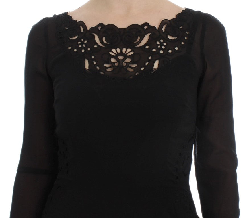 Robe fourreau en soie noire extensible de Dolce & Gabbana