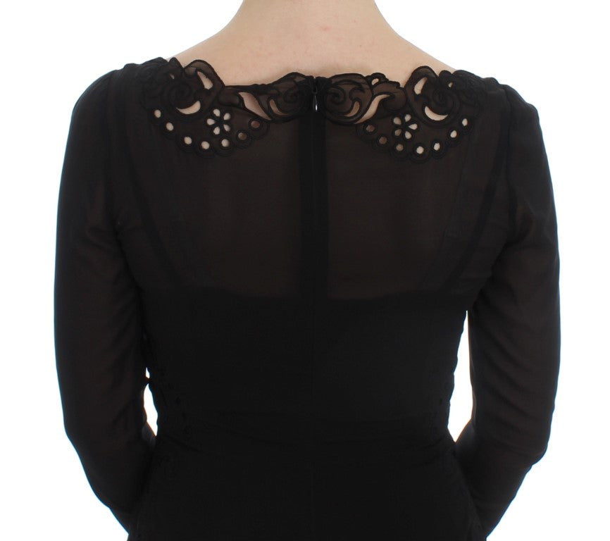 Robe fourreau en soie noire extensible de Dolce & Gabbana
