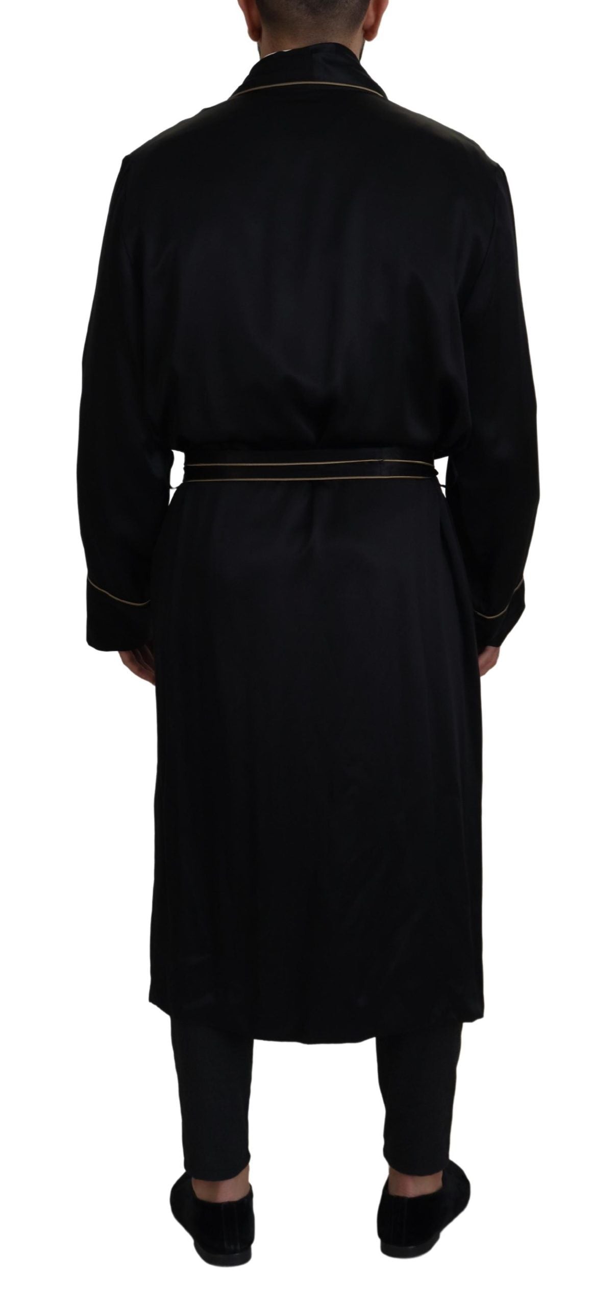 Dolce & Gabbana Robe-manteau noir en soie 100%