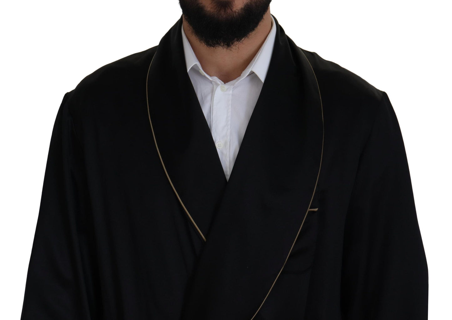 Dolce & Gabbana Robe-manteau noir en soie 100%