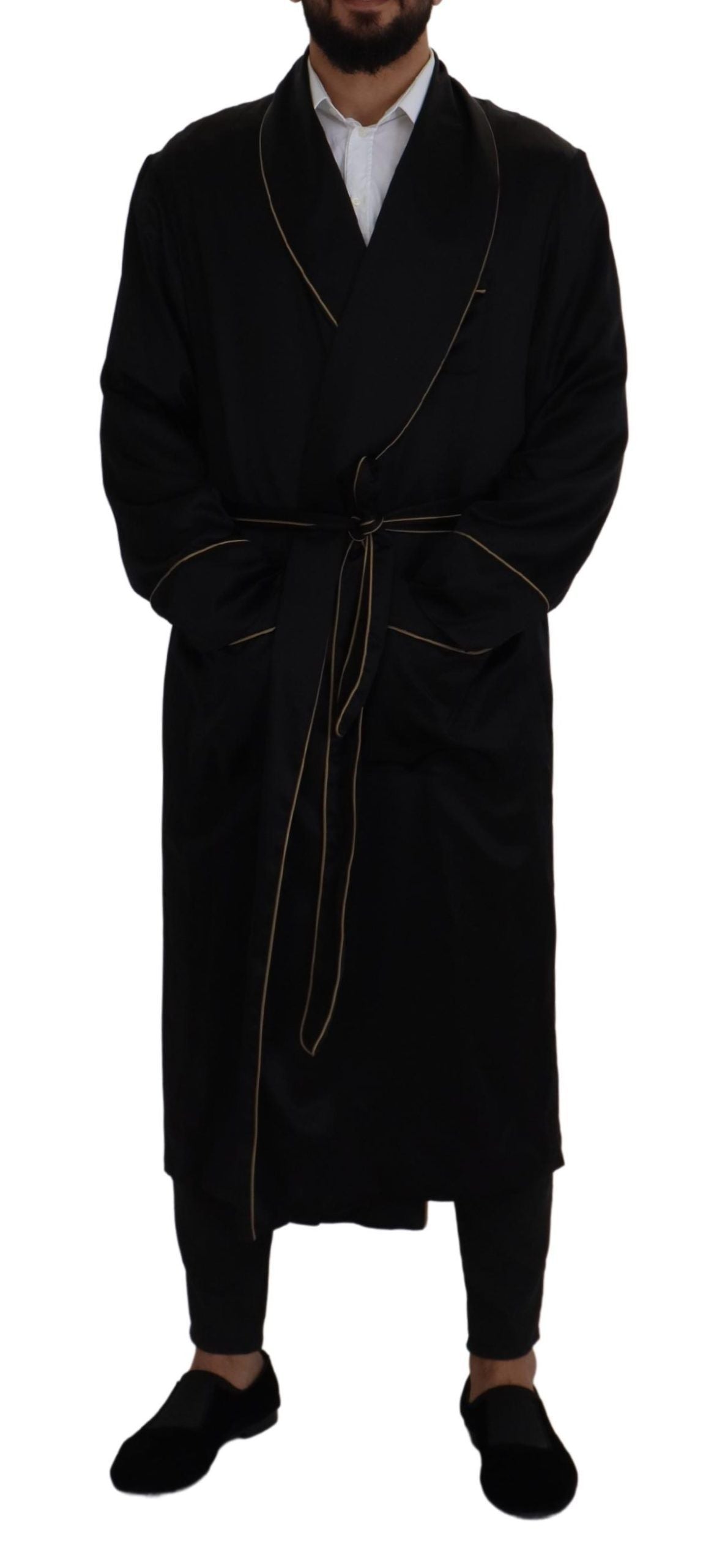 Dolce & Gabbana Robe-manteau noir en soie 100%