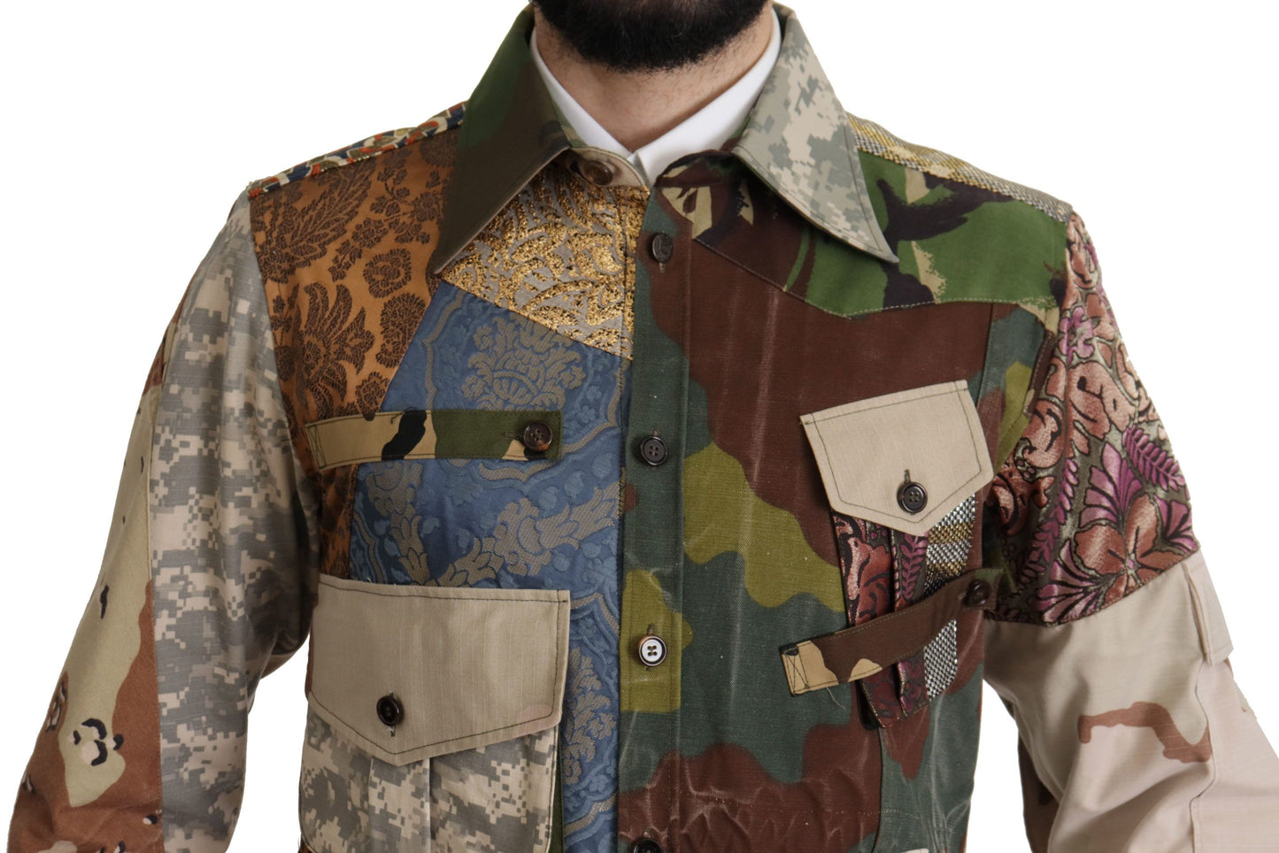 Chemise multicolore à boutons et patchwork de Dolce & Gabbana