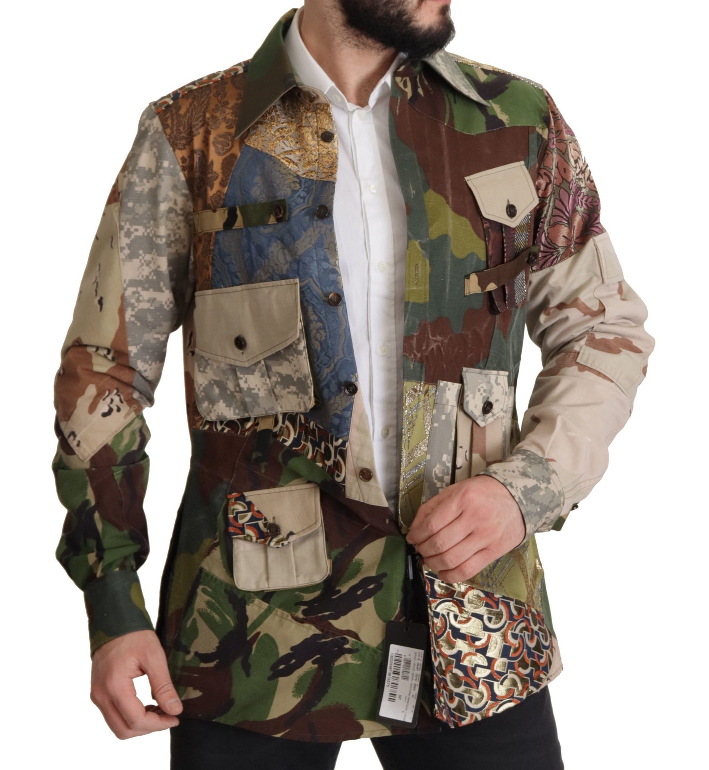 Chemise multicolore à boutons et patchwork de Dolce & Gabbana