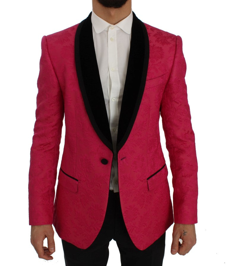 Dolce & Gabbana - Blazer Croisé en Brocart Floral Rose