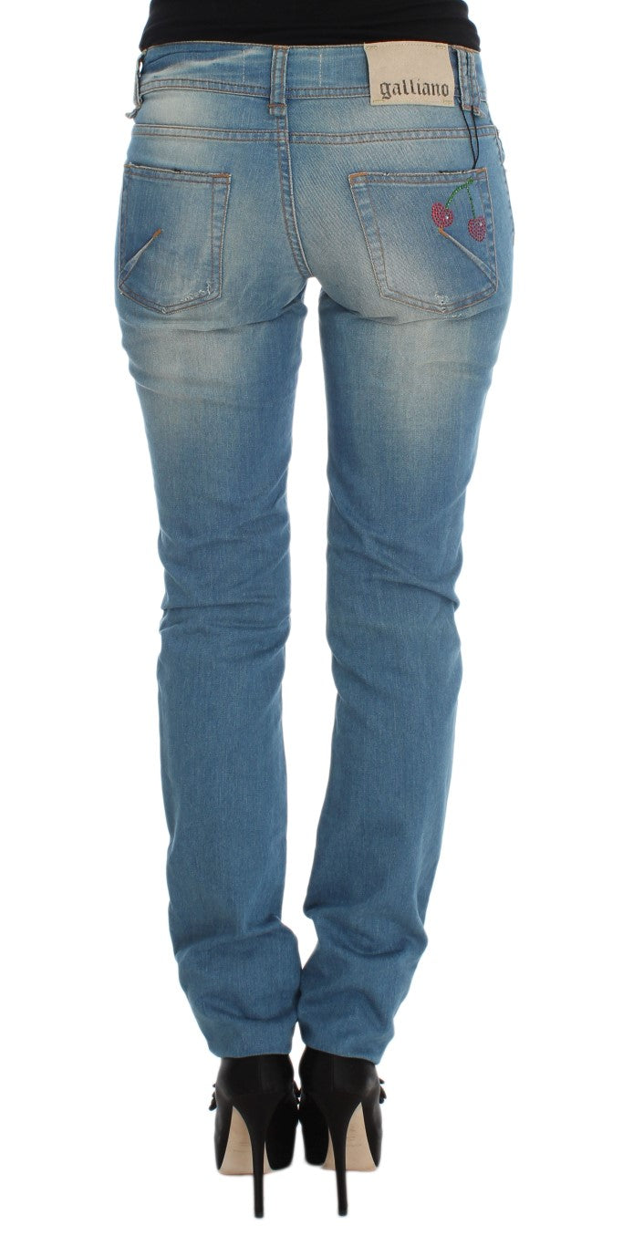 Jean slim en coton mélangé, bleu lavé, de John Galliano