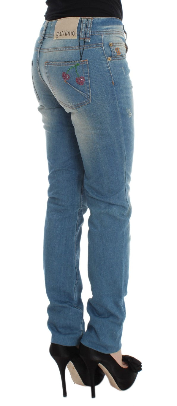Jean slim en coton mélangé, bleu lavé, de John Galliano