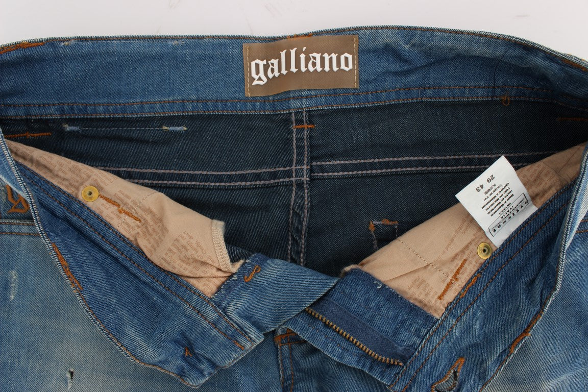 Jean slim en coton mélangé, bleu lavé, de John Galliano