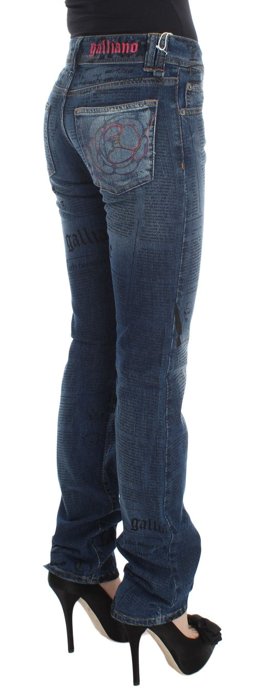 Jean slim à coupe bootcut en coton mélangé, bleu lavé, de John Galliano
