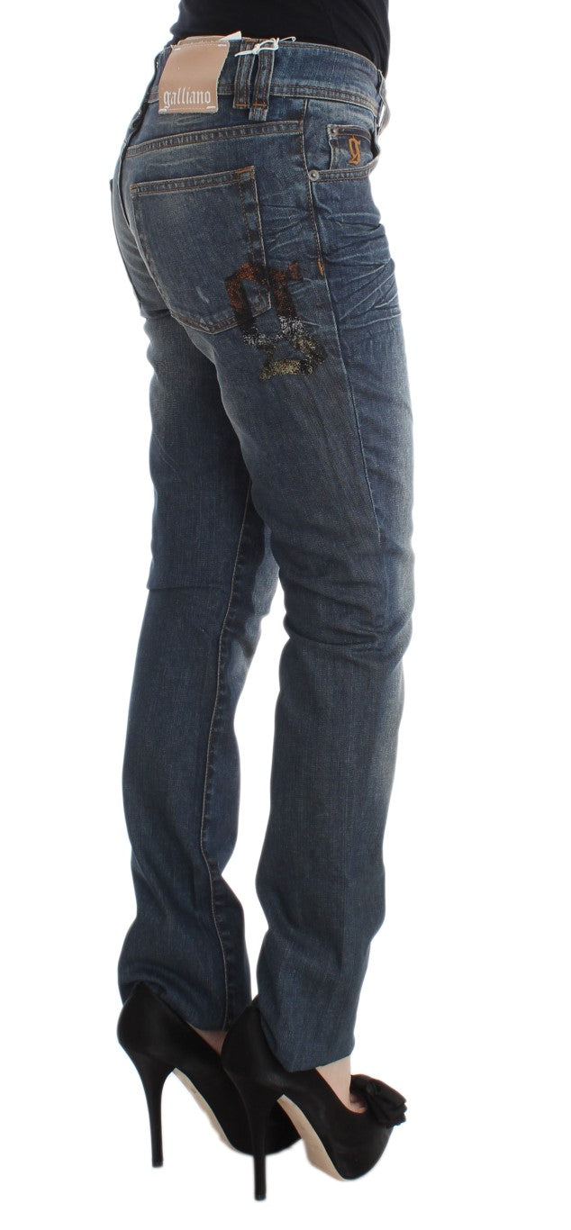 Jean slim en coton mélangé, bleu lavé, de John Galliano