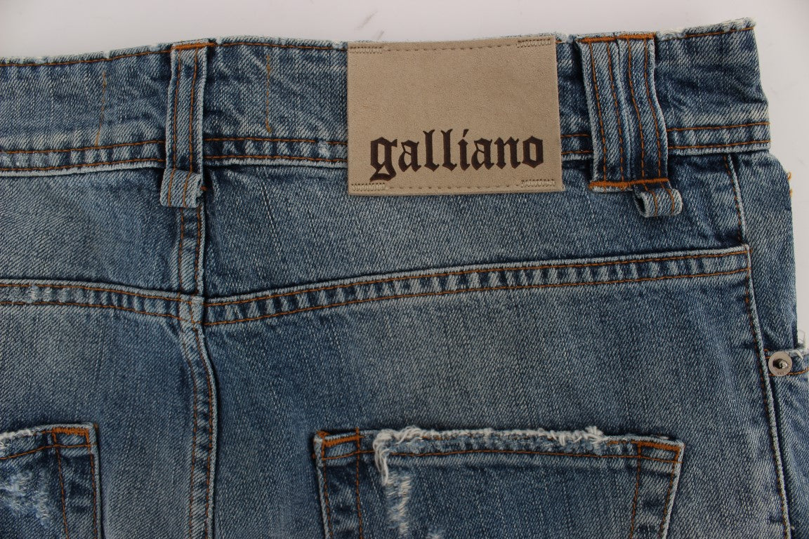 Jean boyfriend taille courte en coton bleu lavé de John Galliano