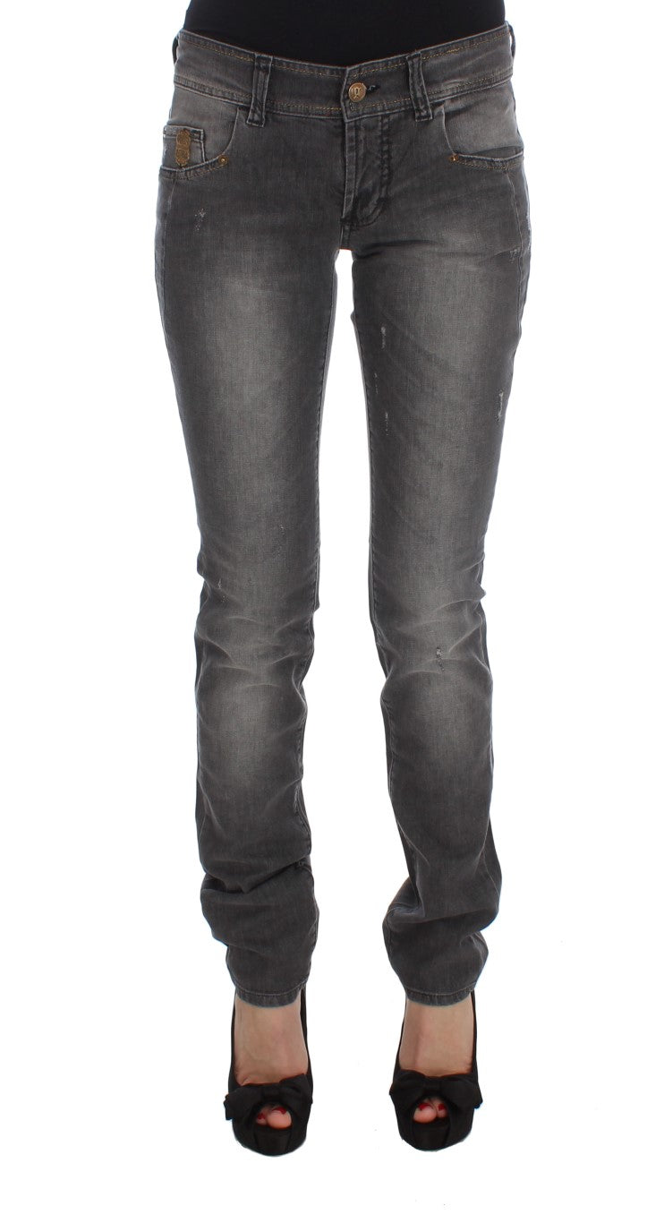Jeans slim stretch en coton mélangé, gris lavé, de John Galliano