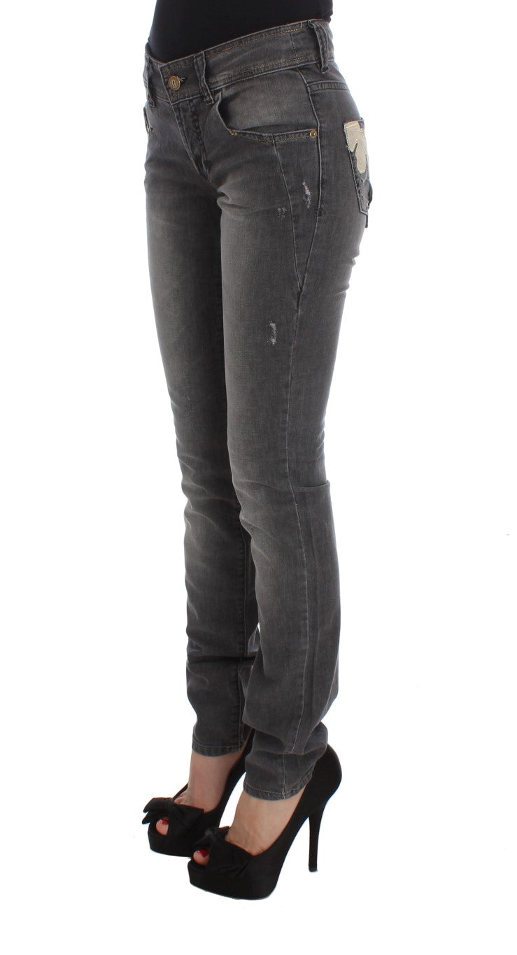 Jeans slim stretch en coton mélangé, gris lavé, de John Galliano