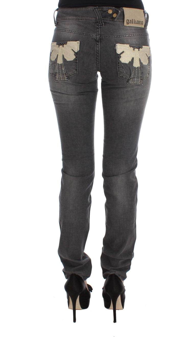 Jeans slim stretch en coton mélangé, gris lavé, de John Galliano