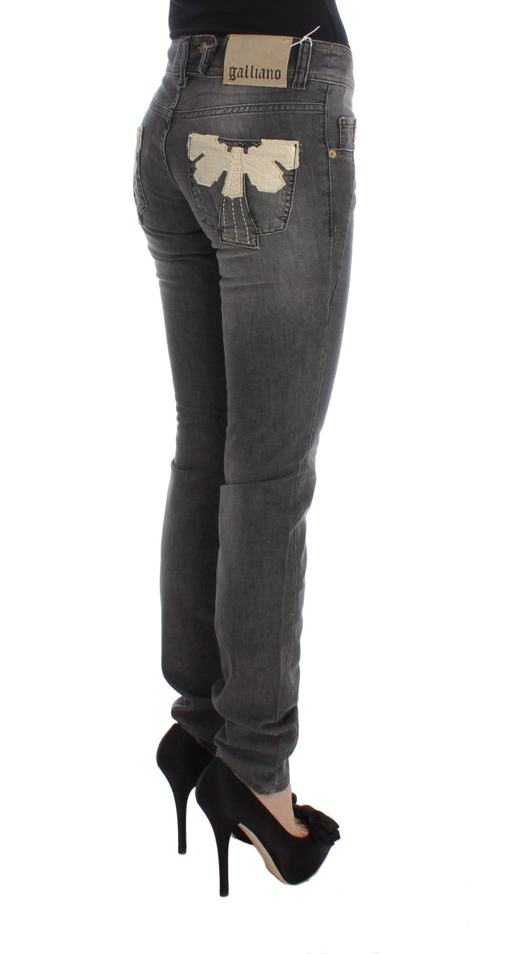 Jeans slim stretch en coton mélangé, gris lavé, de John Galliano
