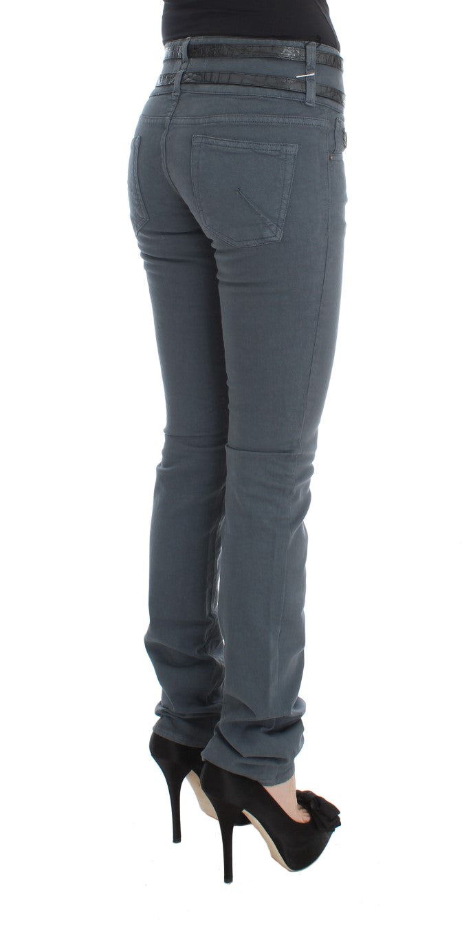 Jean slim à taille haute en coton mélangé bleu de John Galliano