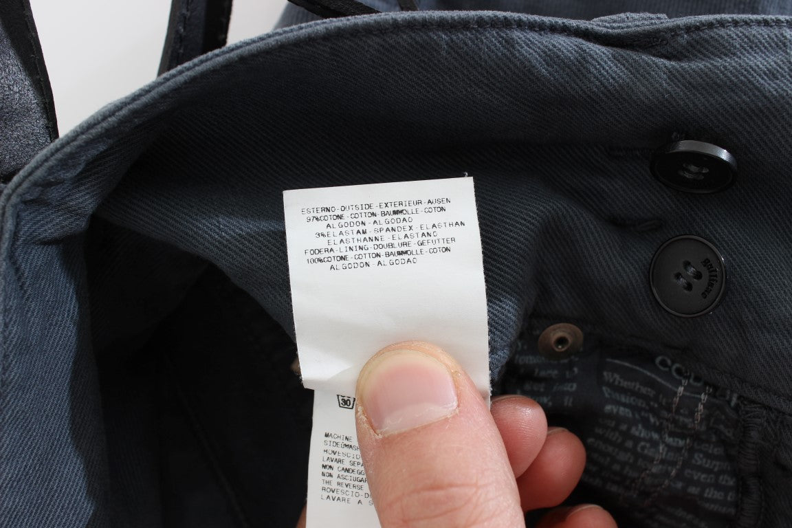 Jean slim à taille haute en coton mélangé bleu de John Galliano