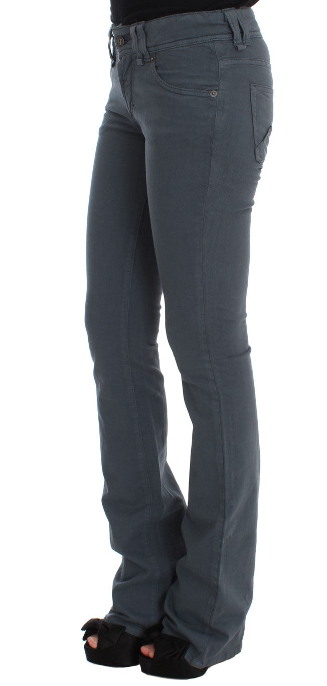 Jeans bootcut John Galliano, coupe slim, en coton mélangé bleu.