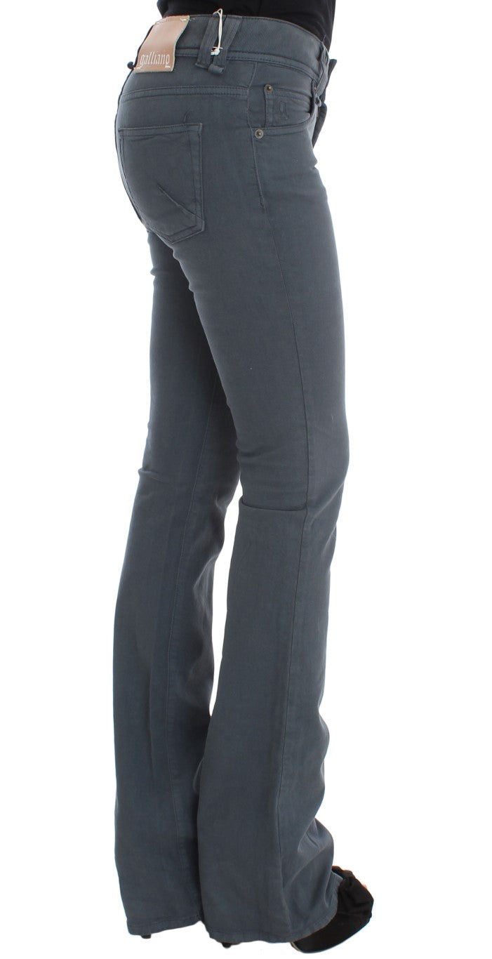 Jeans bootcut John Galliano, coupe slim, en coton mélangé bleu.
