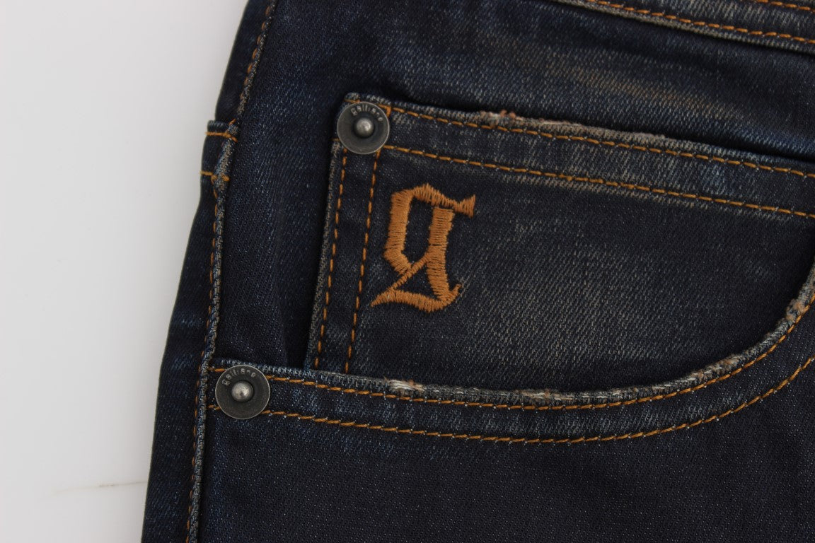 Jean boyfriend en coton mélangé bleu lavé de John Galliano