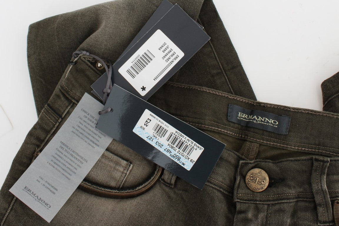 Jean slim en coton mélangé, gris lavé, Ermanno Scervino