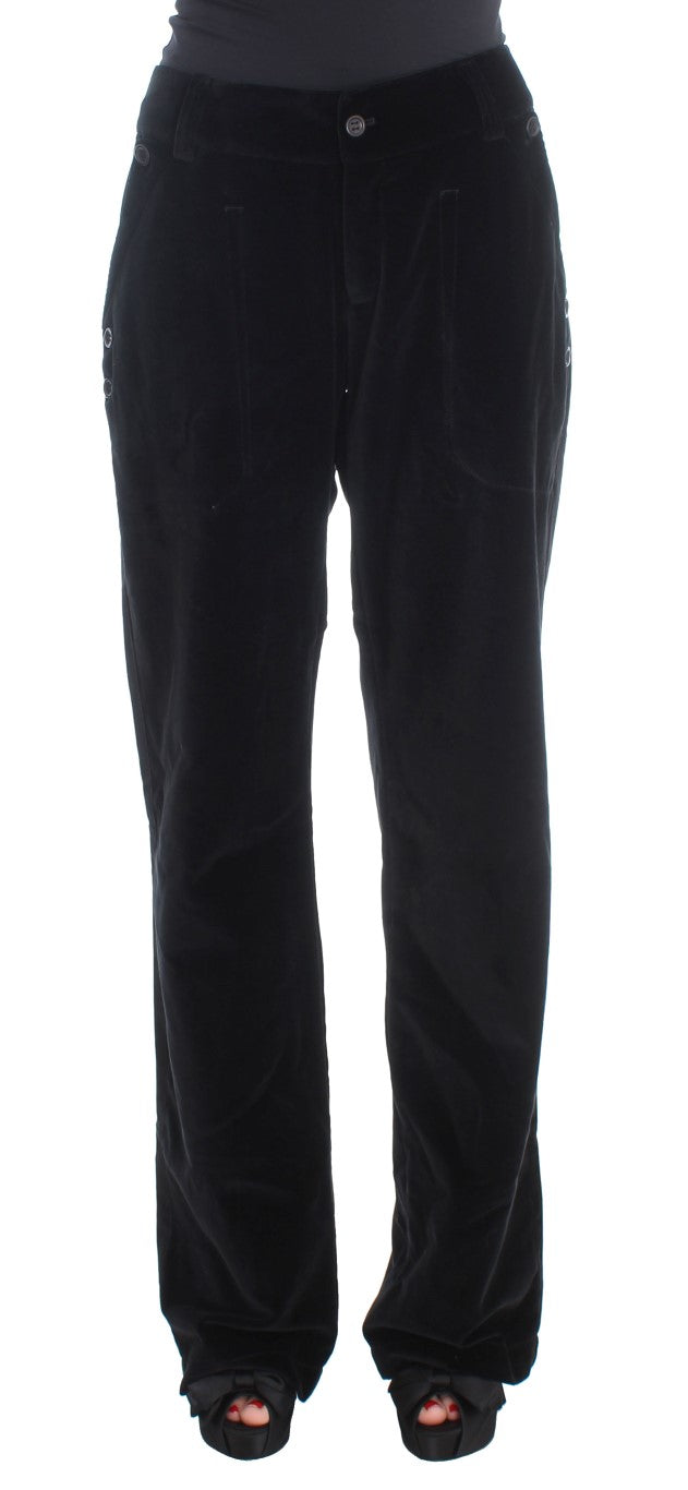 Pantalon droit en coton velours noir Ermanno Scervino