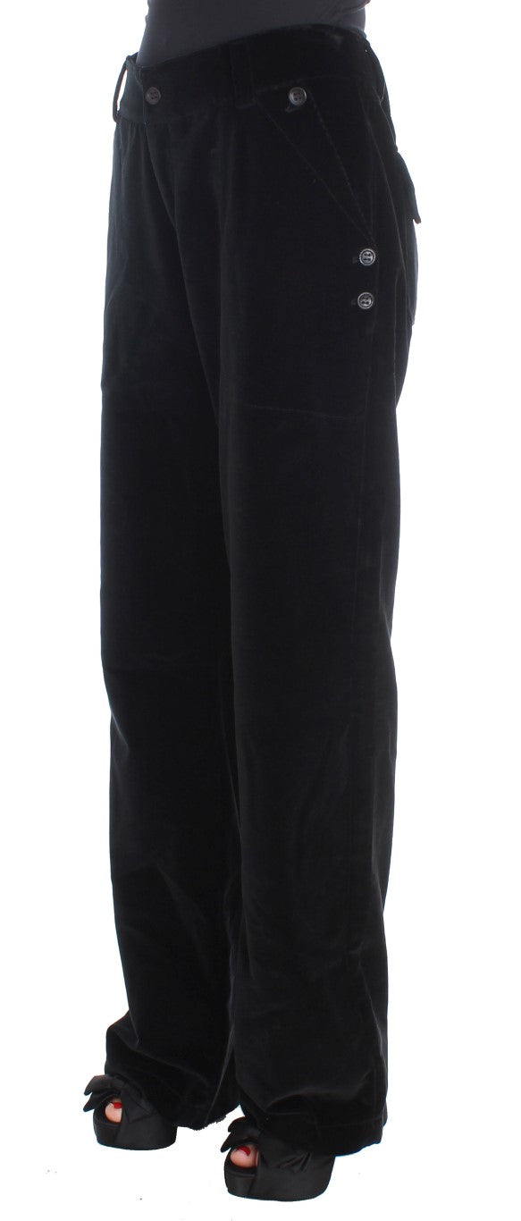 Pantalon droit en coton velours noir Ermanno Scervino