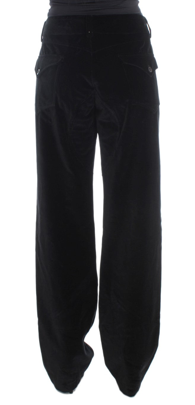 Pantalon droit en coton velours noir Ermanno Scervino